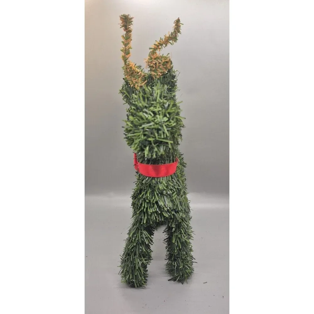 VINTAGE CHRISTMAS REINDEER FAUX EVERGREEN TOPIARY ARTIFICIAL TREE DEER 10